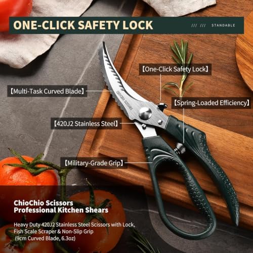 Poultry Shears Heavy Duty, Kitchen Shears with Anti-Slip Handle &