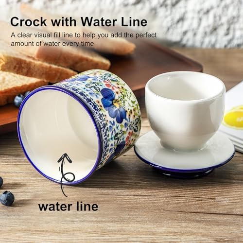 Butter Crock with Lid for Countertop, Ceramic French Butter Keeper
