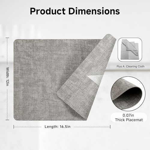 Faux Leather Vinyl Placemats Set of 6 Wipeable Heat Resistant Place
