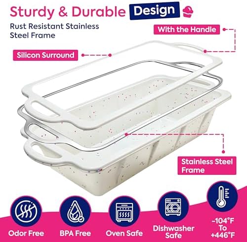 RICCLE Silicone Bread Loaf Pan 2 Pc, 9.5x5 inch inch Banana Bread Loaf