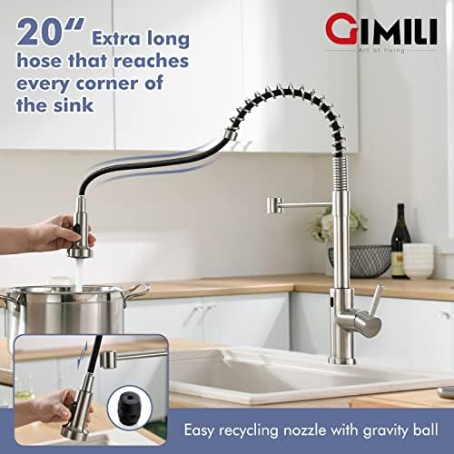GIMILI Touchless Kitchen Faucet, Pull-Down Sprayer, Brushed Nickel