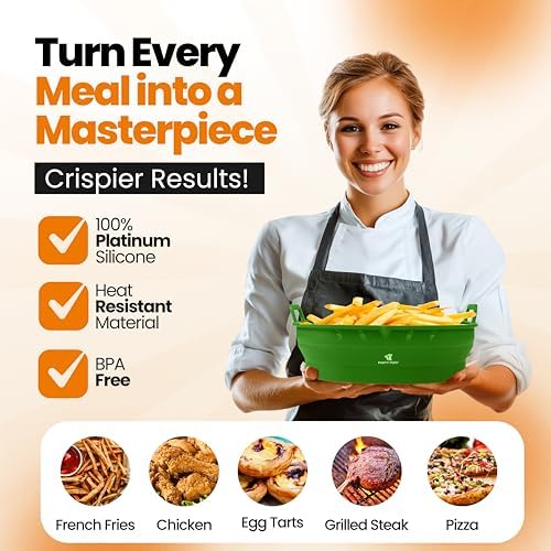 Platinum Silicone Air Fryer Liners Reusable Square-Extra Strong-Easy