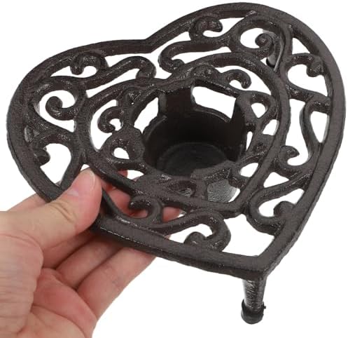 Cast Iron Heart Shaped Teapot Warmer Stand Xmas Tea Light Base