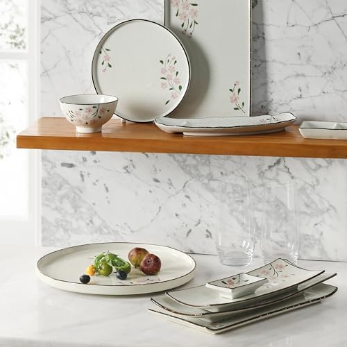 Dinner Plates Ceramic Plate Set - 12" Large Serving Plate Sets - Flat