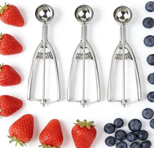 3 Piece Stainless Steel Cookie Scoop Set, Large Medium Small Ice Cream