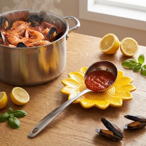 Potiera Sunflower Handmade Ceramic Spoon Rest for Stove Top Kitchen