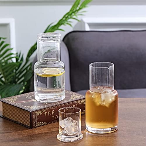 Bedside Carafe and Glass Set, Use Tumbler as Lid Night Water Carafe