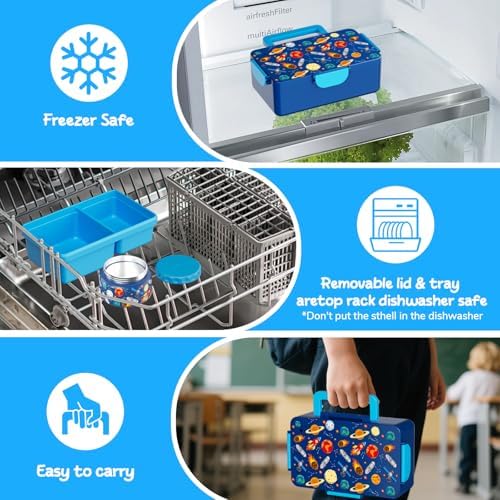 Bento Lunch Box for Kids–3 Compartment Leak Proof Insulated Lunch