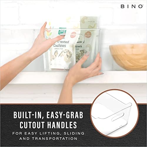 BINO | Plastic Storage Bins, Large - 2 Pack, Clear | THE SOHO COLLECTION | Pantry Organizers and Storage Containers | Fridge Organizer Bins | Kitchen Cabinet Organizer | Medicine Cabinet Bin