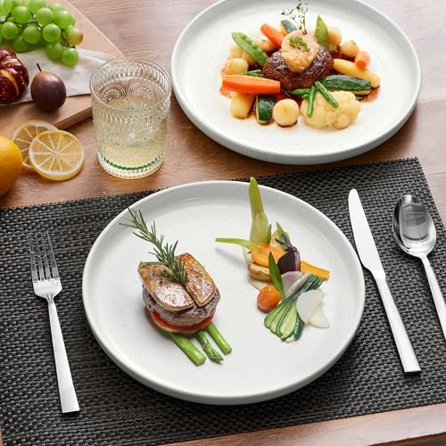 LIANYU Dinner Plate Set of 4, 7.75 Inch Stoneware Salad Kitchen