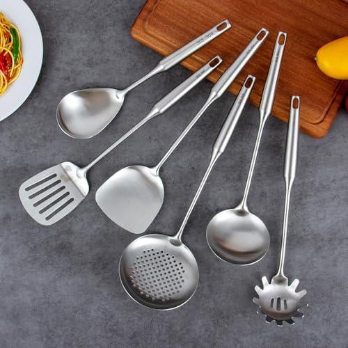 304 Stainless Steel Kitchen Utensils Set, VALESKA 6 PCS Metal Cooking