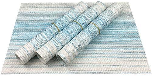 WAZAIGUR Placemats Set of 4, Woven Vinyl Table Placemats, Blue with