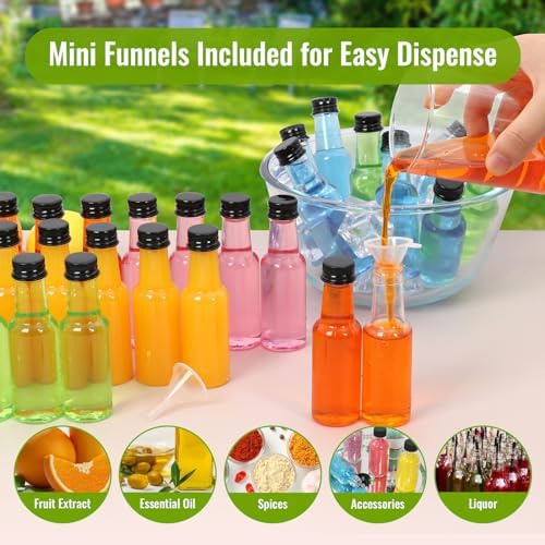 Mini Liquor Bottles 50ml/1.7oz 120Pack, Plastic Shot Bottles with Caps