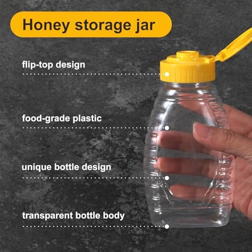 2 Pcs Plastic Honey Bottles, 180ml/6oz Honey Squeeze Bottle with