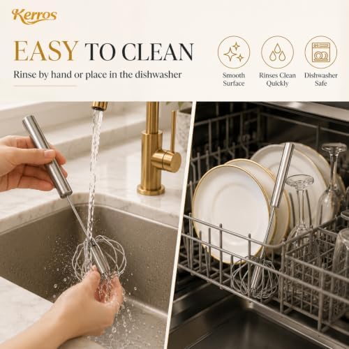 Kerros 3 Pack Semi Automatic Whisk Set, Stainless Steel Egg Beaters