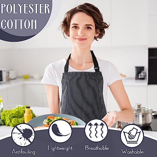 Handepo 12 Pcs Cotton Striped Aprons for Cooking