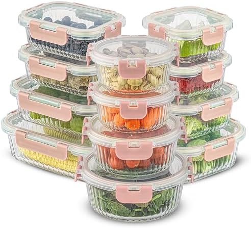 JoyJolt 24pc Borosilicate Glass Storage Containers with Lids