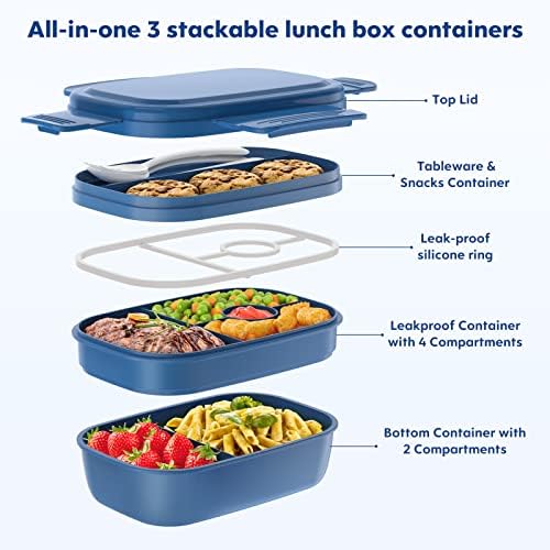 HOMETALL Lunch Box Containers, Stackable Bento Box Adult Lunch Box for