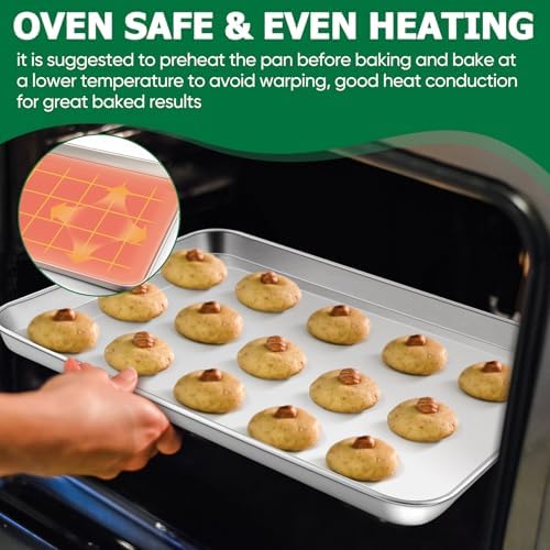 TeamFar Stainless Steel Baking Sheet Pan with Rack & Mat