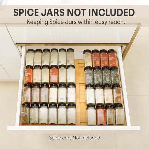 Bamboo Spice Drawer Organizer, 4-Tier Rack