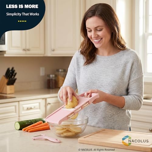 NACOLUS Mandoline Slicer, 5-in-1, Pink