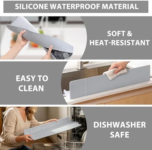 Full-Coverage Sink Splash Guard, Grey, 27.6"x4.7"x2.8"