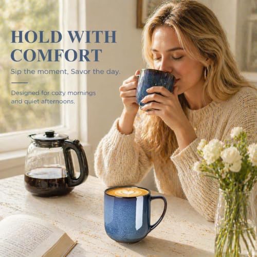 LERATIO Ceramic Coffee Mugs Set of 6,12oz Handmade Coffee Mugs Set