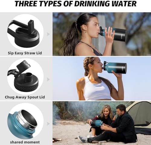 64oz Insulated Water Bottle (Cold for 48 Hrs),BPA Free&Leak Proof,Half
