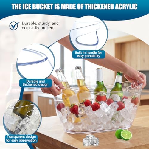 OBTANIM Clear Acrylic Ice Buckets Large Champagne Drink Cooler Storage
