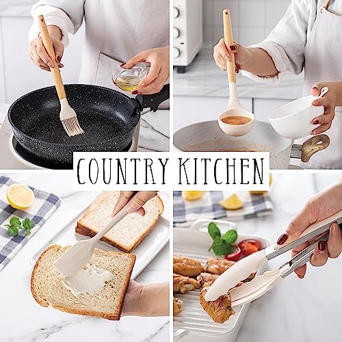 Country Kitchen 38-Piece Silicone Utensil Set, Khaki