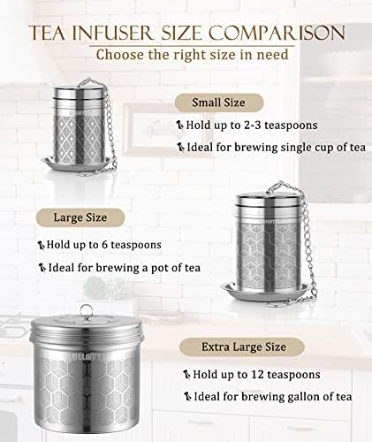 Tea Infusers for Loose Tea, 18/8 Stainless Steel Tea Strainer Set