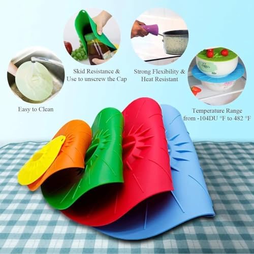 Heat Resistant Silicone Lids, 5 Pcs