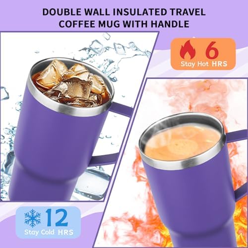 20oz Insulated Tumbler with Handle Stainless Steel Travel Coffee Mug