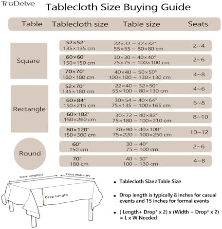 TruDelve Rustic Square Tablecloth 70 x 70 Farmhouse Outdoor Picnic