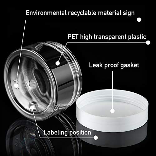SATINIOR 24 Pcs Clear Plastic Jars with White Lids, 4 oz Wide-Mouth