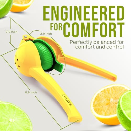 Zulay Metal Lemon Squeezer, Yellow/Green Manual Citrus Juicer