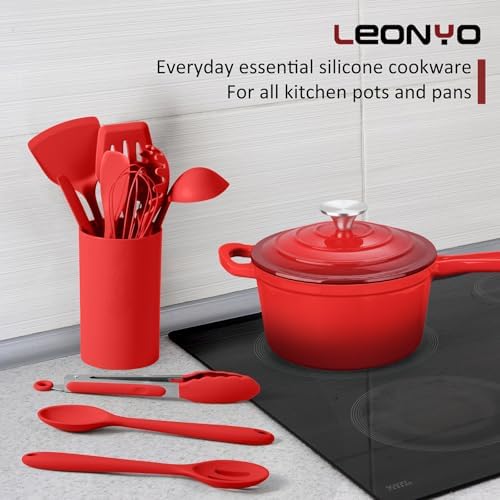 Silicone Cooking Utensils Set of 10, Red