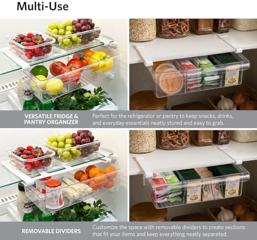 Glad Pull Out Fridge Drawer Organizer - Clip-On Under Shelf