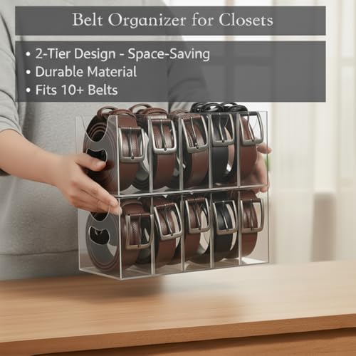 Belt Organizer,Acrylic Belt Organizer for Closet with Removable