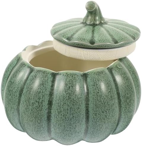 Hemoton Ceramic Pumpkin Soup Bowl with Lid, 5oz (150ml) Pumpkin Shape