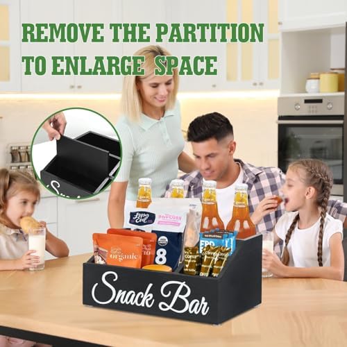 Snack Organizer for Countertop, Wooden Snack Tray and Food Storage
