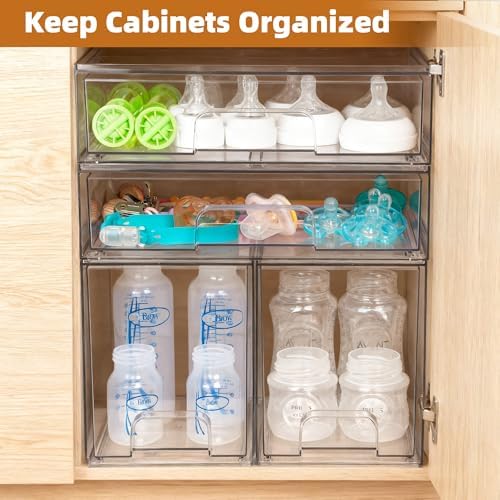4 Pack Stackable Baby Bottle Storage Drawers