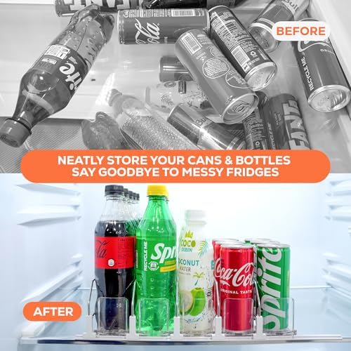 Self-Pushing Drink Organizer for Fridge, 5 Rows