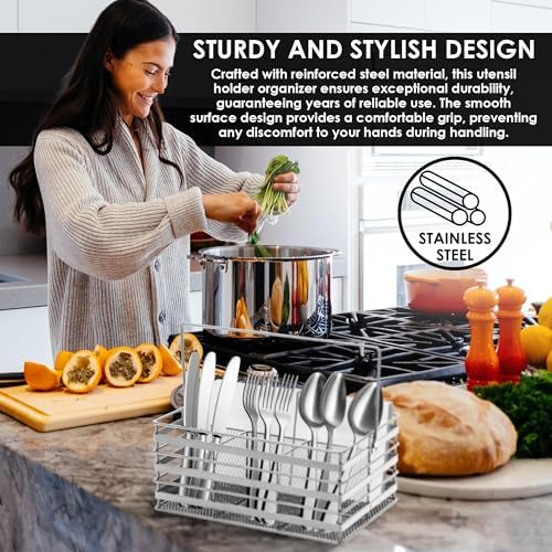 Kitchen Utensil Holder Countertop, Stainless Steel Utensil Basket
