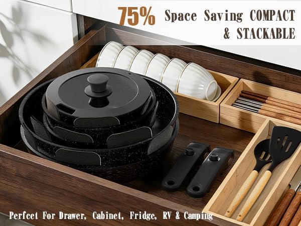 Umite Chef 21Pcs Pots and Pans Set Non Stick, Nonstick Ceramic