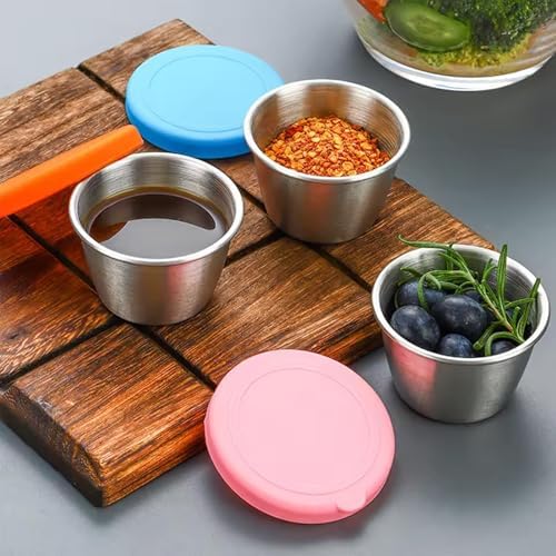 PandaEar 6 Pack 2.4 oz Stainless Steel Condiment Containers with