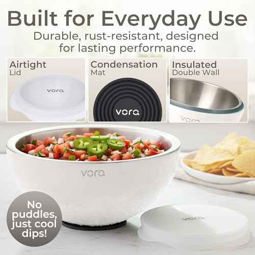 70oz White Stainless Steel Dip Chiller Bowl with Lid (1 Pack)