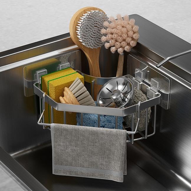 Corner Sink Organizer, Self-Adhesive Kitchen Storage Rack - Image 2