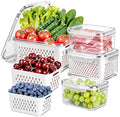 4 Pack Plastic Fruit Containers with Removable Colanders