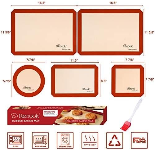 Silicone Baking Mat Set, 5-Piece, Round & Square